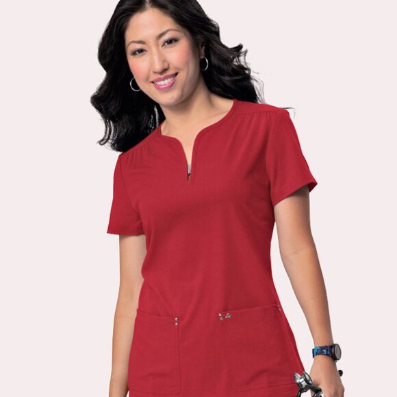 Womens Koi 259 Sapphire Mara Top Medium Ruby Red Wrinkle Resistant - Picture 1 of 7